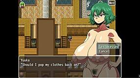 yuka gets giant tits massage from tailor guy in hentai game