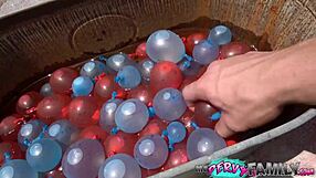 Hot blonde stepsister fucks in the pool