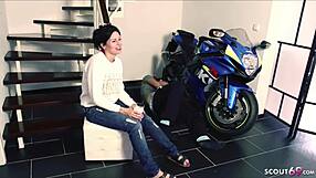 German Teen 18+ Tattooed Stepdaughter Rides Neighbor Boy In Hallway