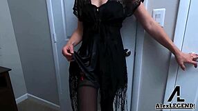 art scholar lily labeau gets stockings covered in jizz