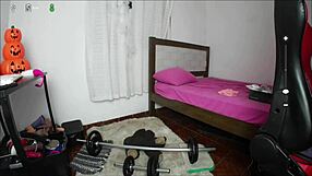 milf webcam model seduces while exercising, part 2