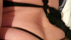 wife in leather dress gets naughty cumshot inside pussy