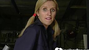 naughty blonde babe enjoys teasing the camera