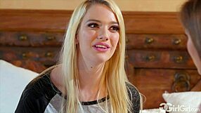 Lesbian study session turns into pussy licking in lingerie