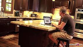 Latina wife in lingerie seduces mature husband for intimate moment