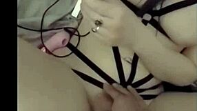 Super hot chick in lingerie invites intimate touches.