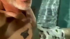 Sexy granny Momma Vee stroking her step cousin's cock in the hot tub, ready for more?