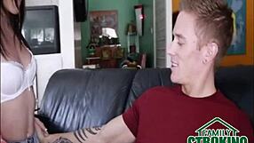 petite brunette stepsister destroyed by stepbrother's monster cock orally