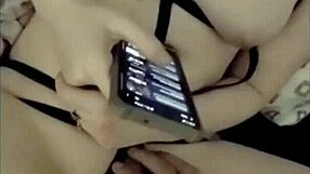 Super hot chick in lingerie invites intimate touches.