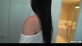 Young brunette college teens in busty threesome