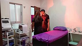 Horny spa client fucks masseur with big tits