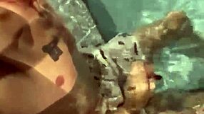 Sexy granny Momma Vee stroking her step cousin's cock in the hot tub, ready for more?