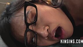 Nerdy asian stepsis and geeky stepbro explore taboo fantasies in sneaky encounters