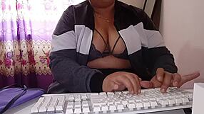 At my new job, my hot boss makes me work naked to see my big cock, then sucks it while coworkers are nearby, almost getting caught?