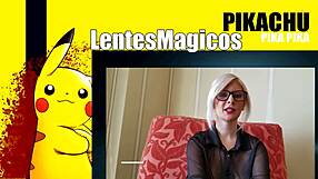 A blond woman with glasses is giving oral sex to a black man