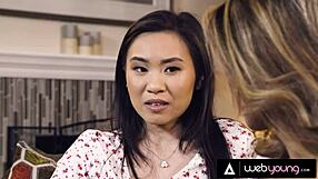 sexy asian babysitter kimmy kimm teaches her hot bestie clara trinity how to please their boss