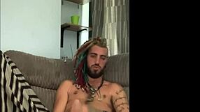 dreddy dude stroking his dick in emo punk solo