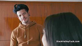 big cocked boyfriend pounds ebony teen while girlfriend is home, interracial cheating