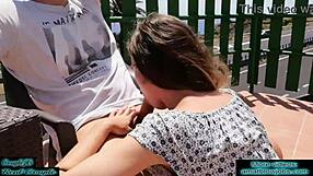 Incredible Blowjob in the Garden in Full View with Cum in Mouth 😍