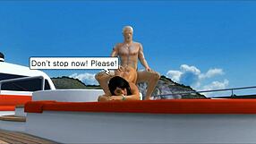 big tits brunette deepthroats monster cock on yacht daddy