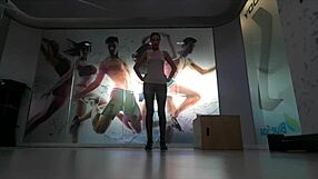 Cute Blonde Teen Warms Up at Gym