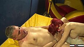 redhead milf in high heels rides a big cock enjoying like a slut