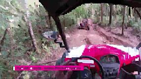 Couple's close-up outdoor adventures with friends in public