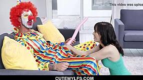 This wicked milf wants to be bossy and force the clown to make her cum while sucking his dick