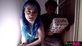 I thought I was grabbing a Christmas present, but it was my stepbrother's big cock for deepthroat and cumshot.