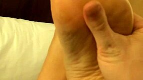 coworker rubs high arch feet during masturbation