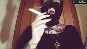 European spanish amateur smokes cigarette in two combined videos