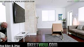 Naughty petite teen gets caught and dicked down hard in knee socks, brunette says with small tits and round booty.