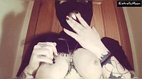 European spanish amateur smokes cigarette in two combined videos