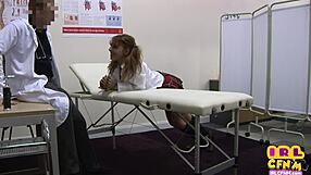 College Slut in Uniform Gets 3-Way Fucked at Doctor's Infirmary