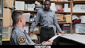 Security guard fucks another in ass to keep quiet 😏