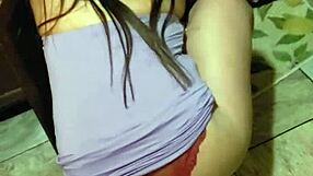 Latina wife showing her panties in a playful way.