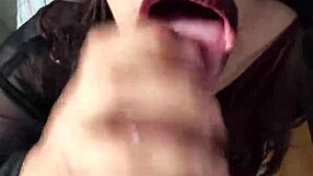 horny teen gives sloppy blowjob with cumshot