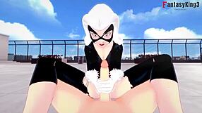 Luscious brunette Felicia Hardy’s hard core point of view sex scene with Spider-Man