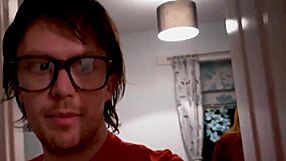 Popular amateur with nice, round, white tits and shaved snatch wins over stupidass British looking nerd and sucks his dick