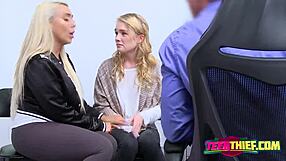 horny milf catches a cute teen shoplifting and teaches her a lesson