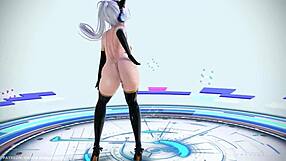 Wow, Mmd Haku in Black Suit Parading with Anitta!