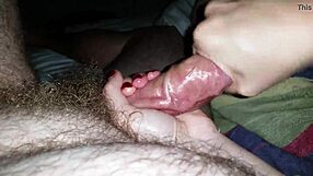 I give a handjob to this monster cock until it cums all over