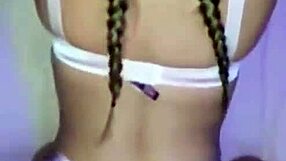 blonde with braids gets bent over in pov amateur scene