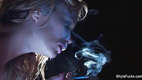 shyla stylez blonde fetish masturbation with big tits and smoking