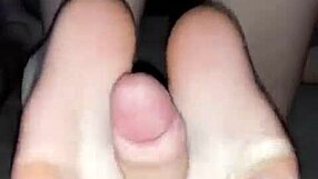 Skinny Adorable Friend Gets Horny Reverse Footjob Leading To Intense Cumshot On Legs And Tits