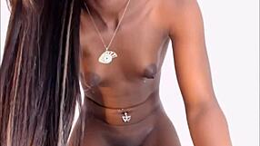 Black Teenage Shemale Cutie Wows with Big Hard Dick on Webcam
