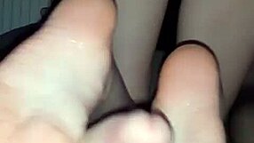 Skinny Adorable Friend Gets Horny Reverse Footjob Leading To Intense Cumshot On Legs And Tits