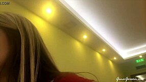 Blonde teen explores her new flat