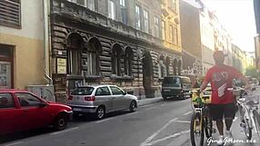 Blonde teen explores her new flat