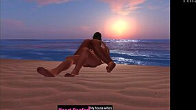 Baseball guy and other Cartoon babe rides into the sunset in sensual animation